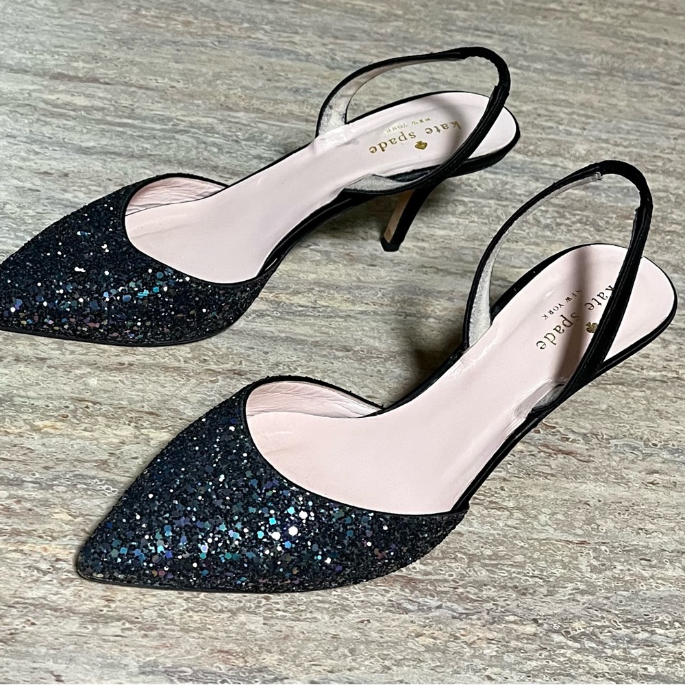 Kate Spade Black Glitter Heels - Picture 5 of 16